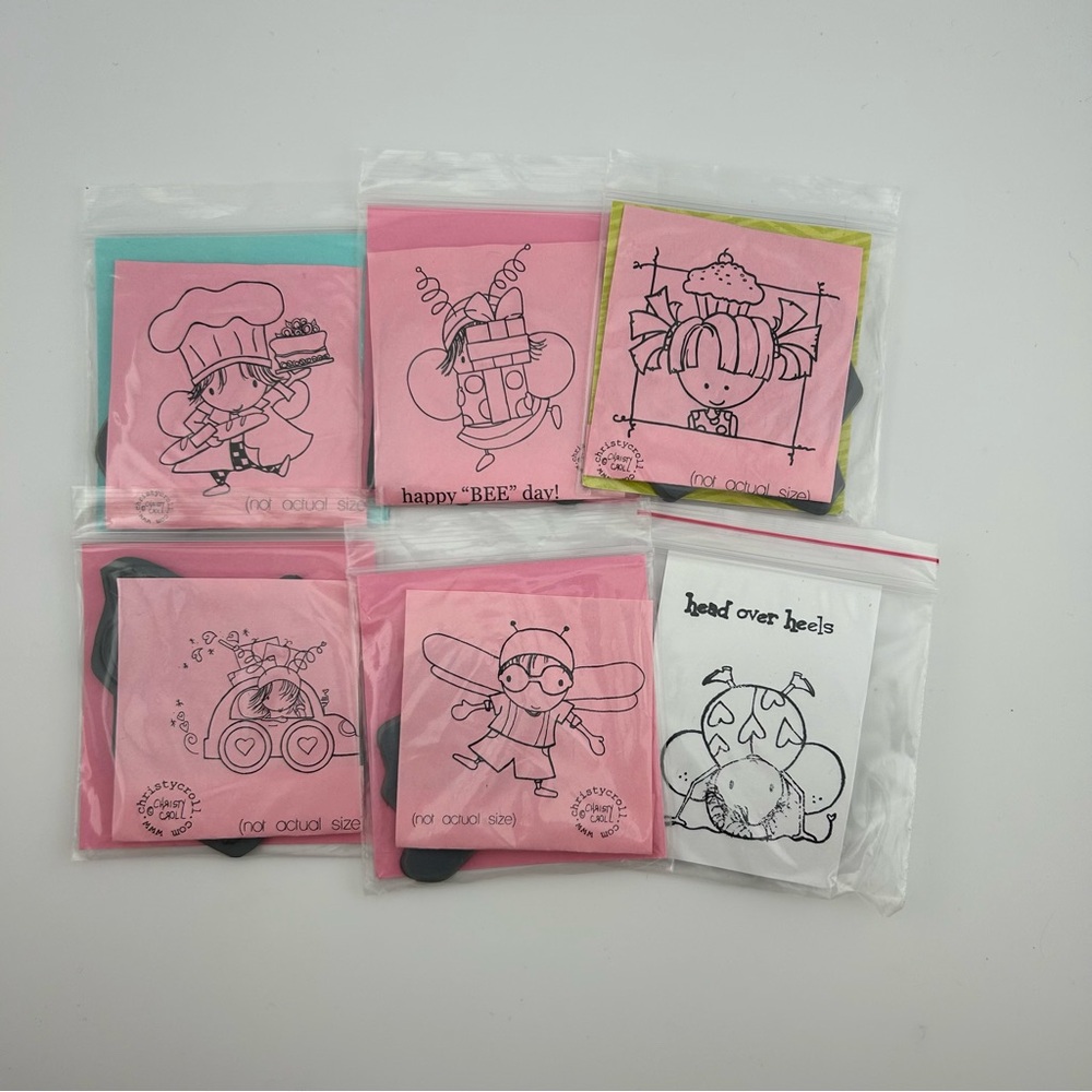 Lot of 6 Christy Croll Unmounted Rubber Stamp sets from Stamping Bella